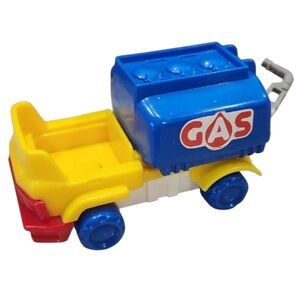 Vintage Fisher-Price 1980s Little People Gas Truck Toy Vehicle Yellow Blue